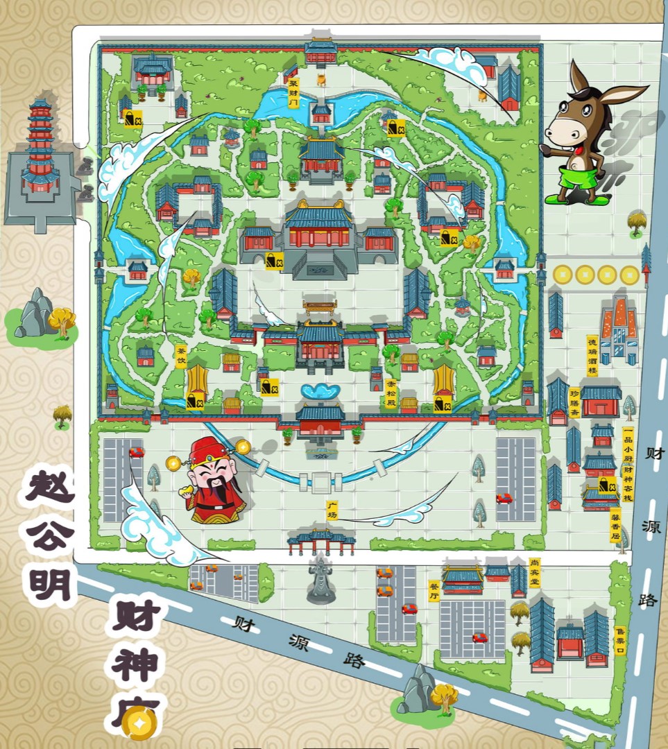 青川寺庙类手绘地图